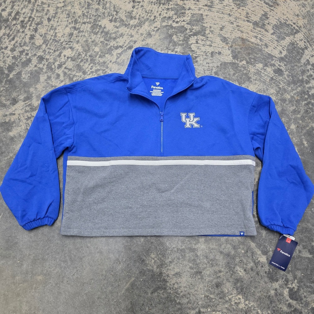 Fanatics Kentucky Wildcats UK Womens 2XLRG Quarter Zip Pullover Sweatshirt Blue‎